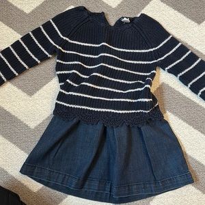 Two piece baby gap 2T navy top and a denim skirt! can be sold separately!